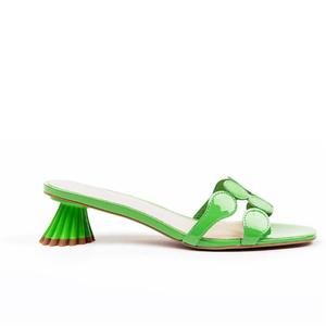 NEW CECELIA NEW YORK women's bunny sandals in green patent